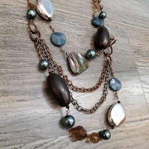 Chico's Jewelry - Bronze and blue pearl and stone necklace Chico's Jewelry - Bronze and blue pearl and stone necklace